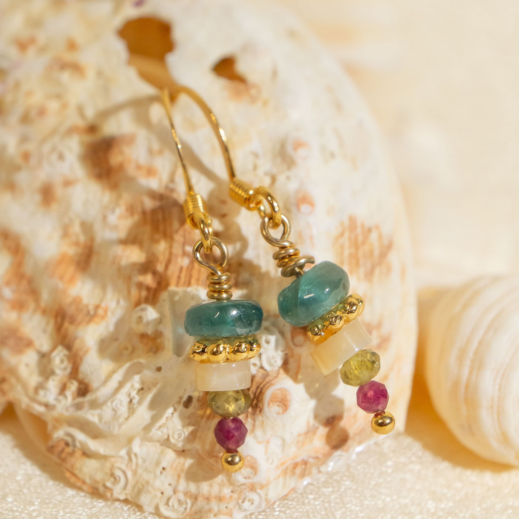 A romantic pair of naturally sourced gemstone droplet earrings.