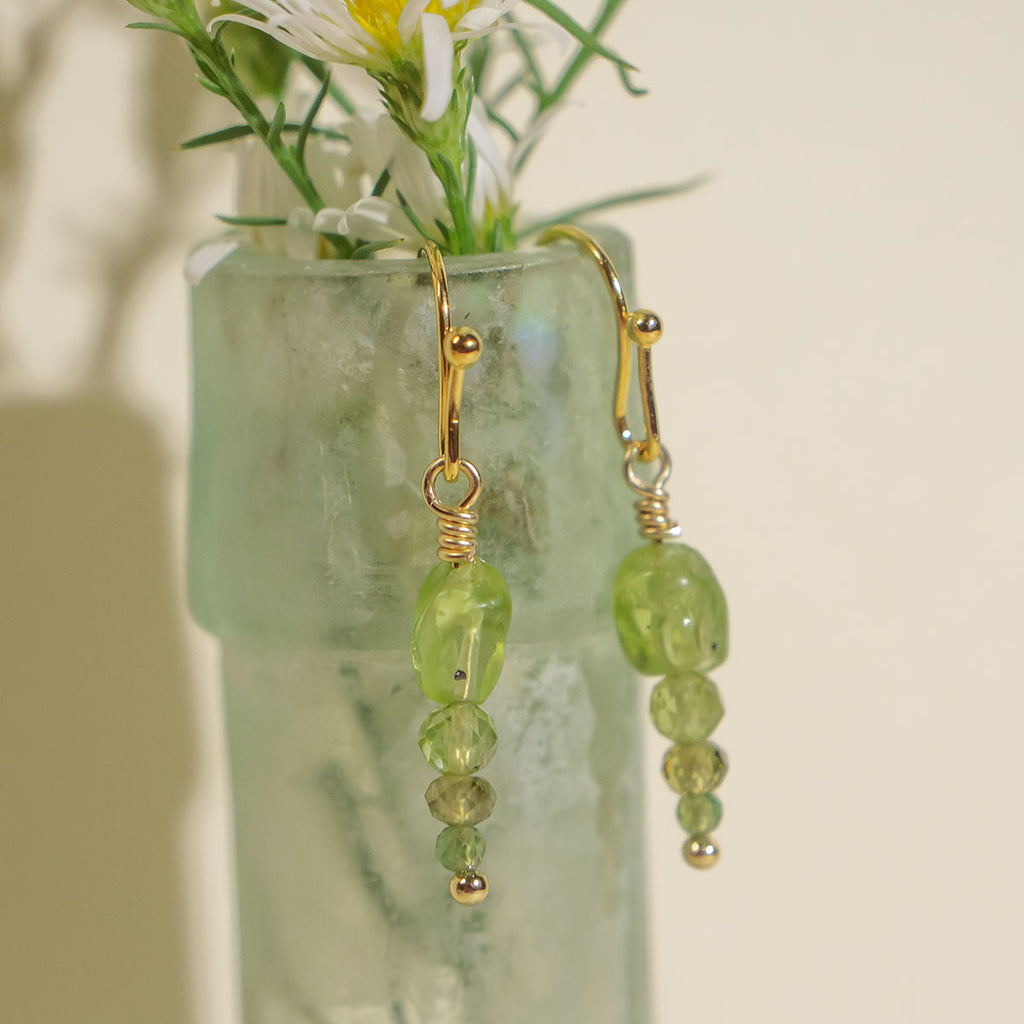 These delicate earrings are a gorgeous shade of green.