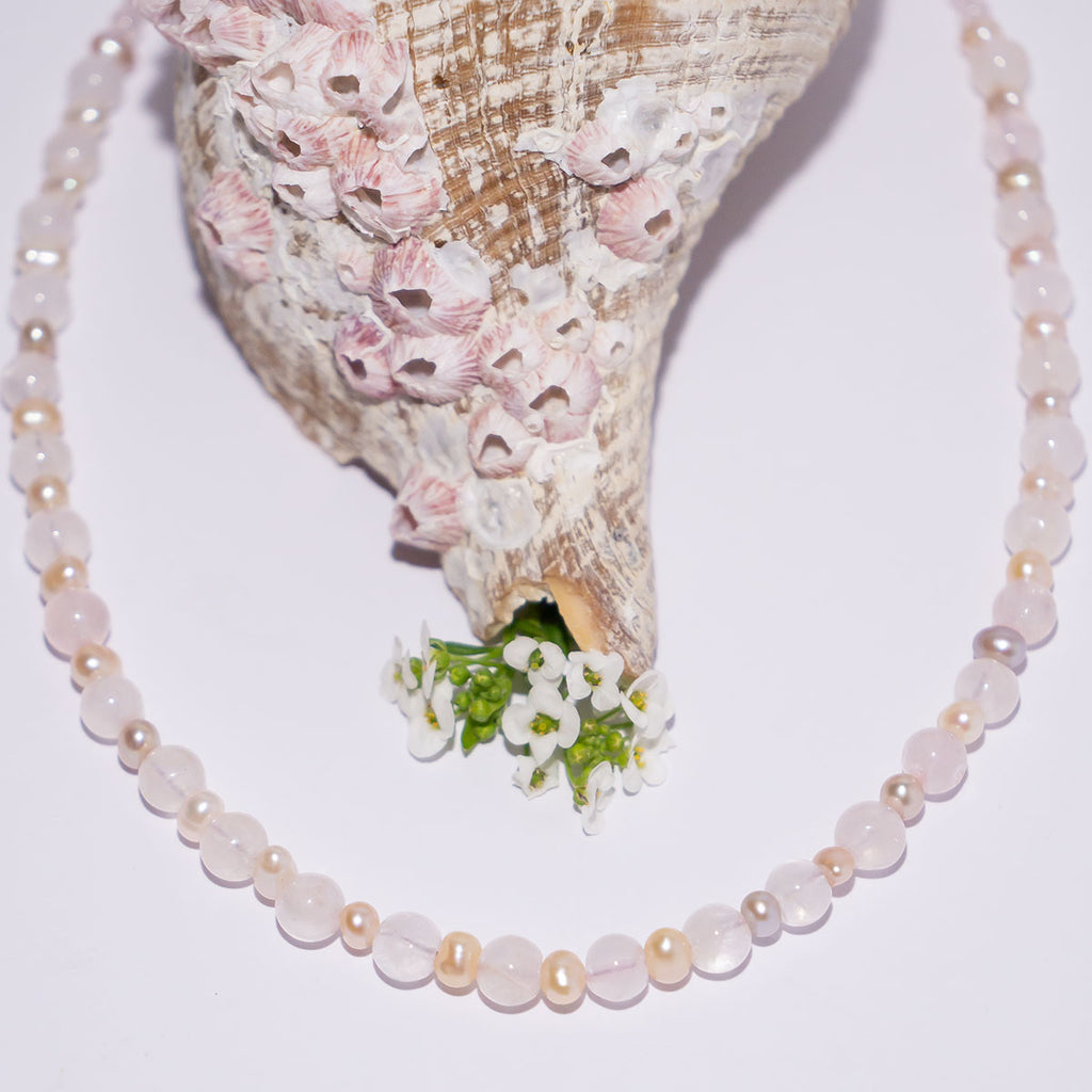 She is beauty &amp; grace. Our delicately colour Necklace Gemstone Rose Quartz Ballet an ode to ballet pink.